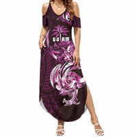 Kulot Di Rosa Guam Chamorro Summer Maxi Dress Guahan Seal Tattoo LT14 Women Pink - Polynesian Pride