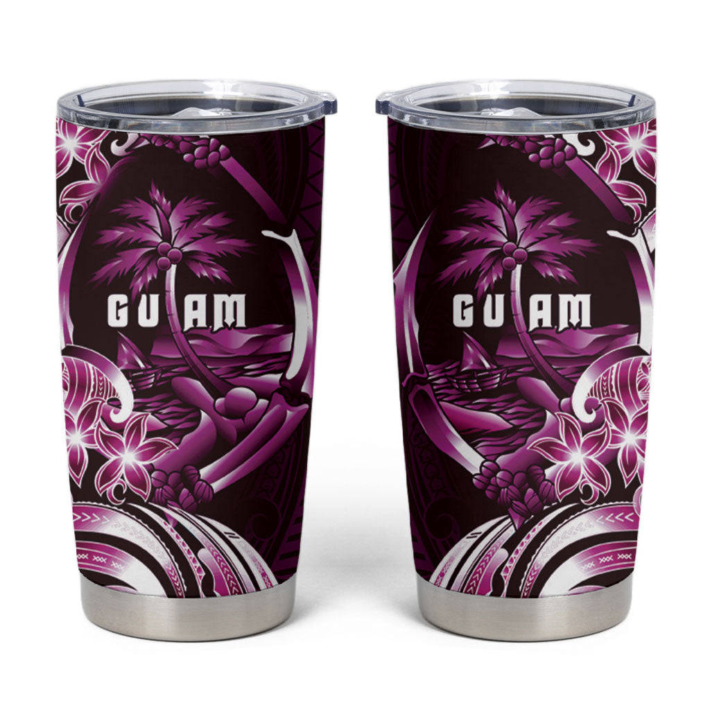 Kulot Di Rosa Guam Chamorro Tumbler Cup Guahan Seal Tattoo LT14 Pink - Polynesian Pride
