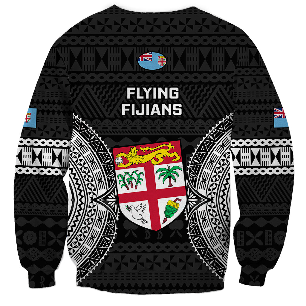 Fiji Rugby Sweatshirt 2023 Fijian Tapa Pattern World Cup Black LT14 - Polynesian Pride