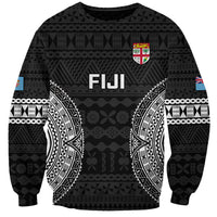Custom Fiji Rugby Sweatshirt 2023 Fijian Tapa Pattern World Cup Black LT14 Unisex Black - Polynesian Pride