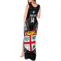 Custom Fiji Rugby Tank Maxi Dress 2023 Fijian Tapa Pattern World Cup Black LT14 - Polynesian Pride