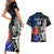 Custom New Zealand And France Rugby Couples Matching Short Sleeve Bodycon Dress and Hawaiian Shirt All Black With Les Bleus Together 2023 World Cup LT14 - Polynesian Pride