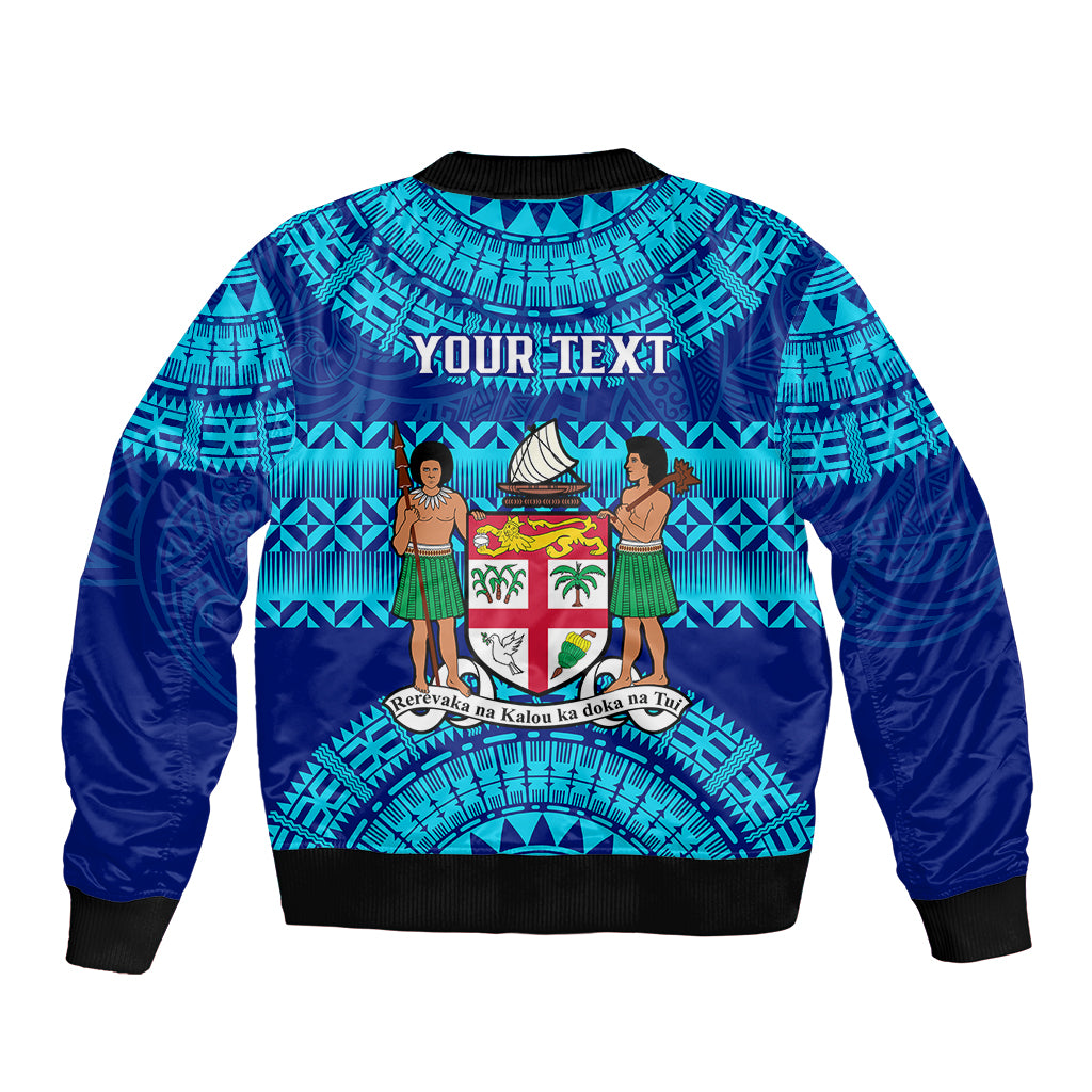 Personalised Fiji Bomber Jacket Unique Fijian Tapa Pattern With Coat Of Arms LT14 - Polynesian Pride