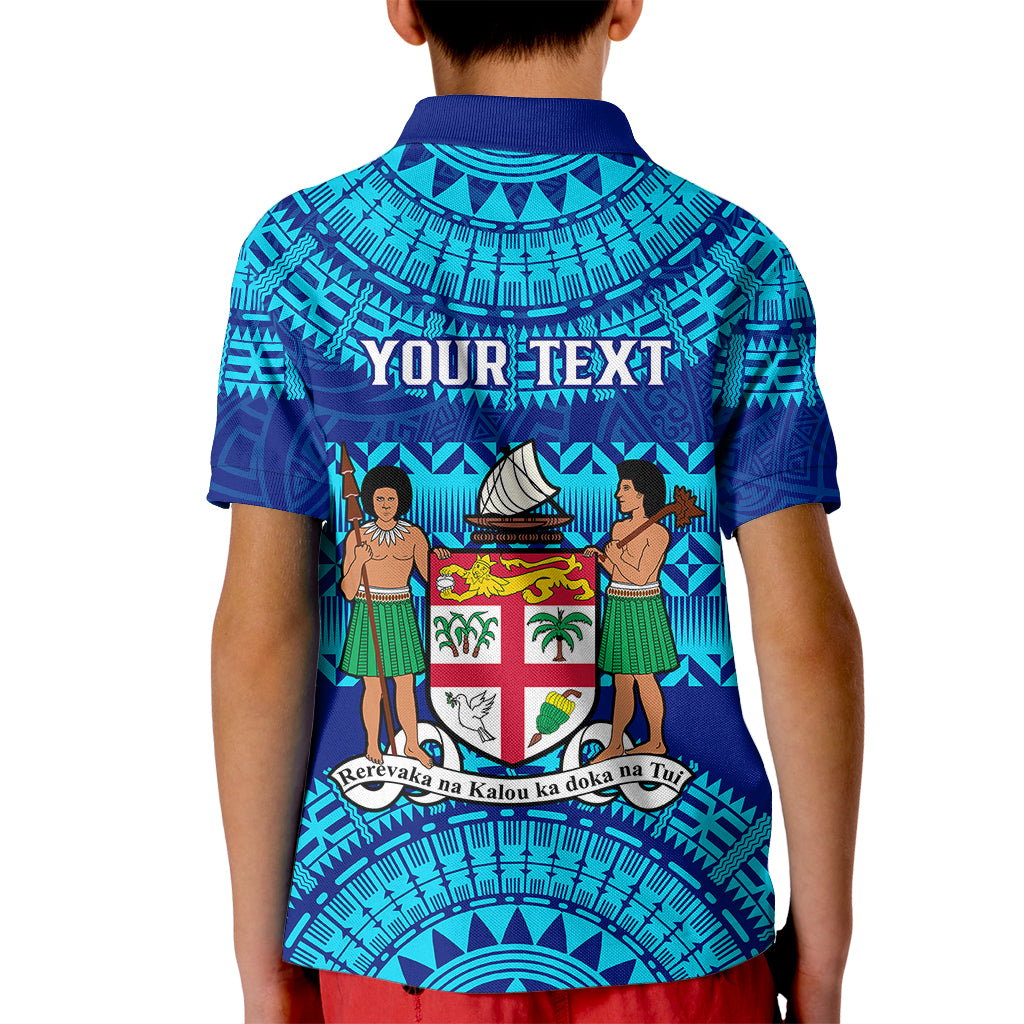 Personalised Fiji Kid Polo Shirt Unique Fijian Tapa Pattern With Coat Of Arms LT14 - Polynesian Pride