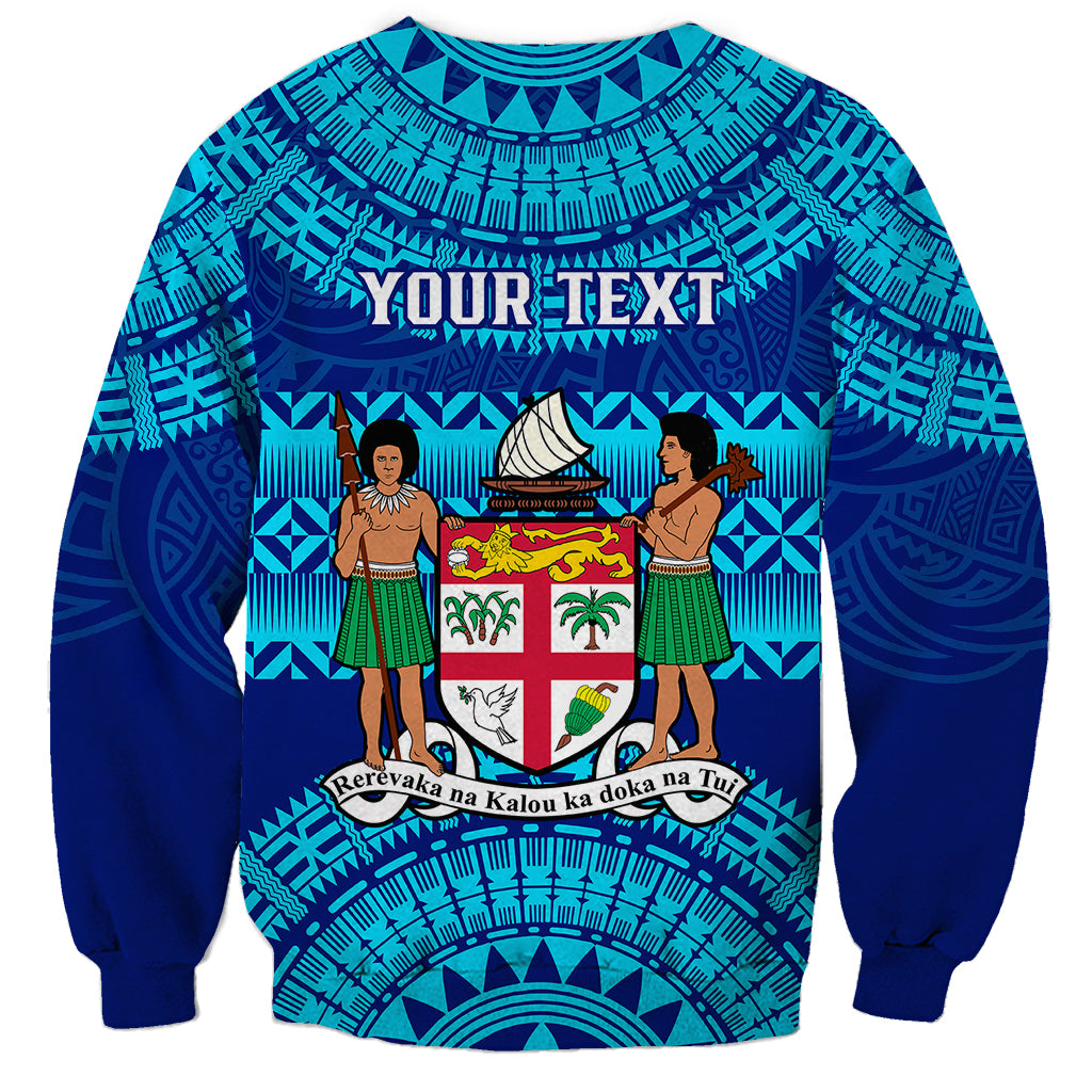 Personalised Fiji Sweatshirt Unique Fijian Tapa Pattern With Coat Of Arms LT14 - Polynesian Pride