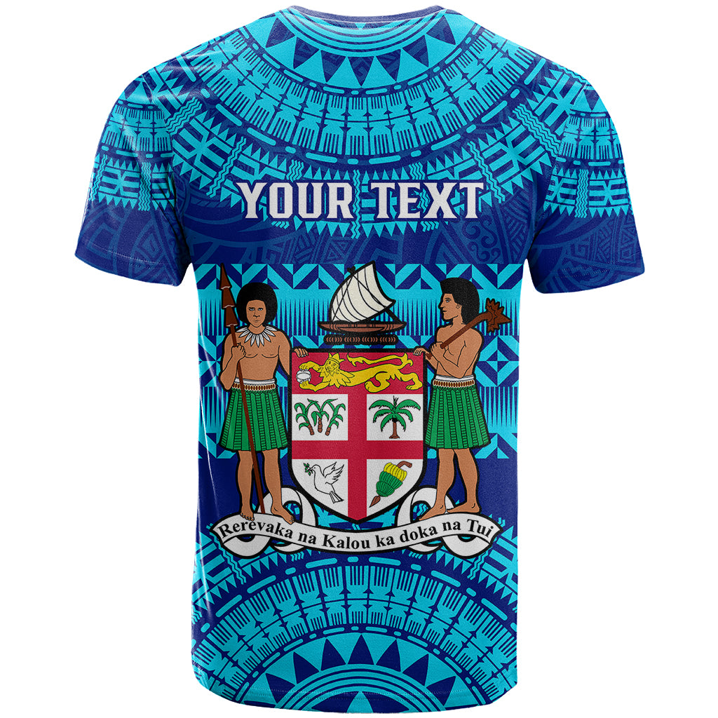 Personalised Fiji T Shirt Unique Fijian Tapa Pattern With Coat Of Arms LT14 - Polynesian Pride
