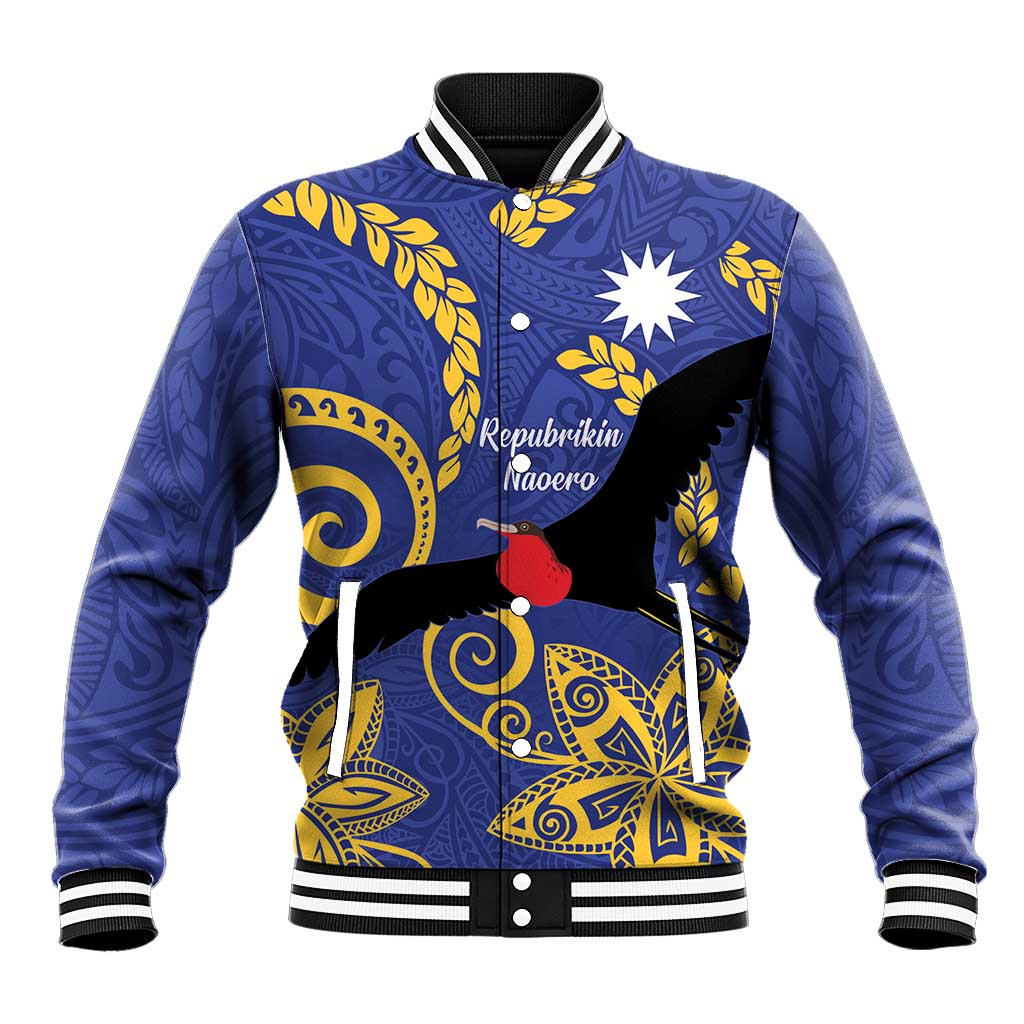 Nauru Angam Day Baseball Jacket Naoero Frigate Bird Polynesian Pattern
