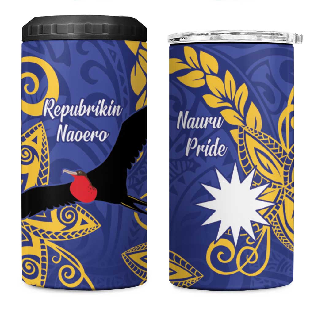 Nauru Angam Day 4 in 1 Can Cooler Tumbler Naoero Frigate Bird Polynesian Pattern LT14 One Size: 16 oz Blue - Polynesian Pride