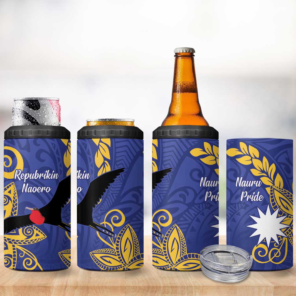 Nauru Angam Day 4 in 1 Can Cooler Tumbler Naoero Frigate Bird Polynesian Pattern LT14 - Polynesian Pride