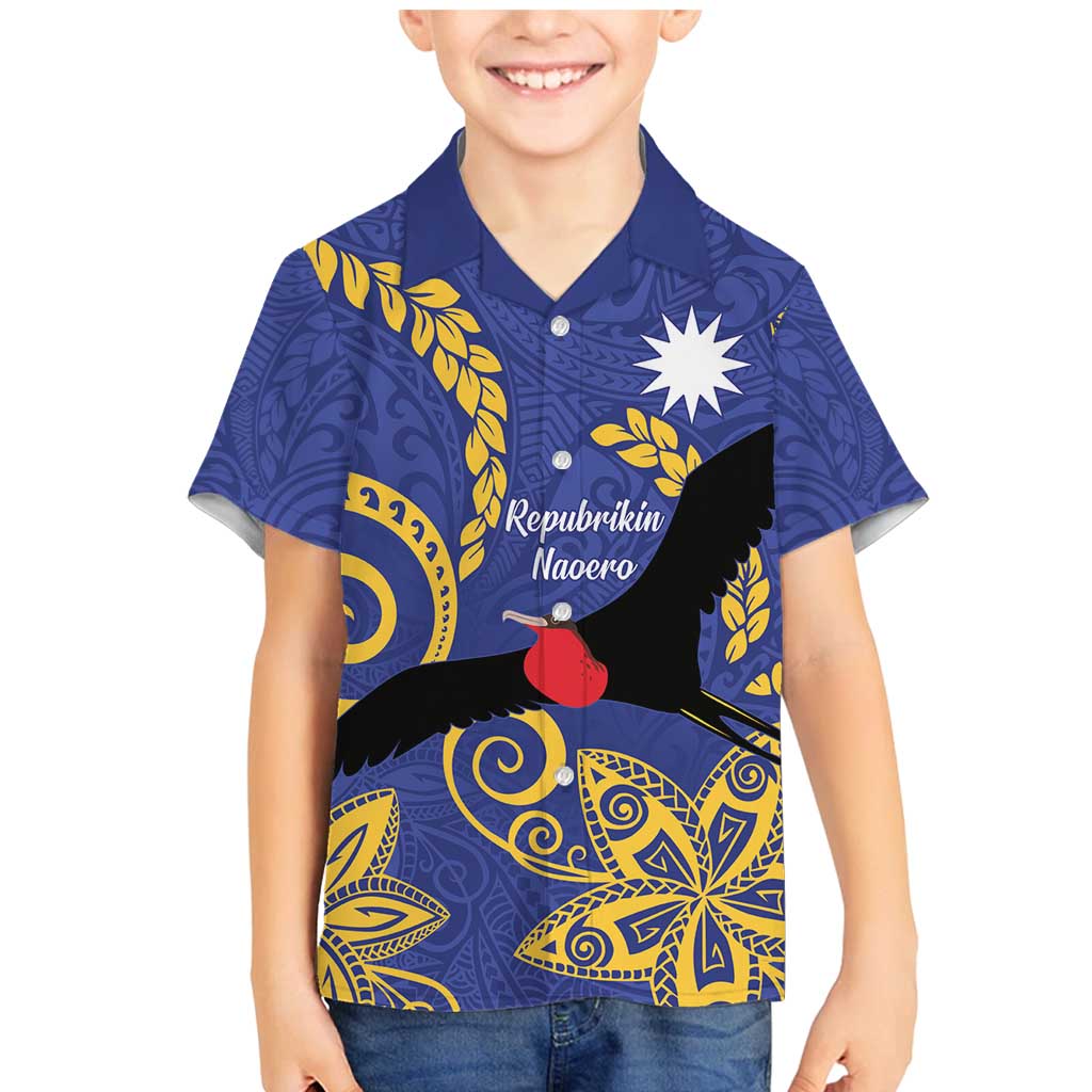 Nauru Angam Day Family Matching Mermaid Dress and Hawaiian Shirt Naoero Frigate Bird Polynesian Pattern