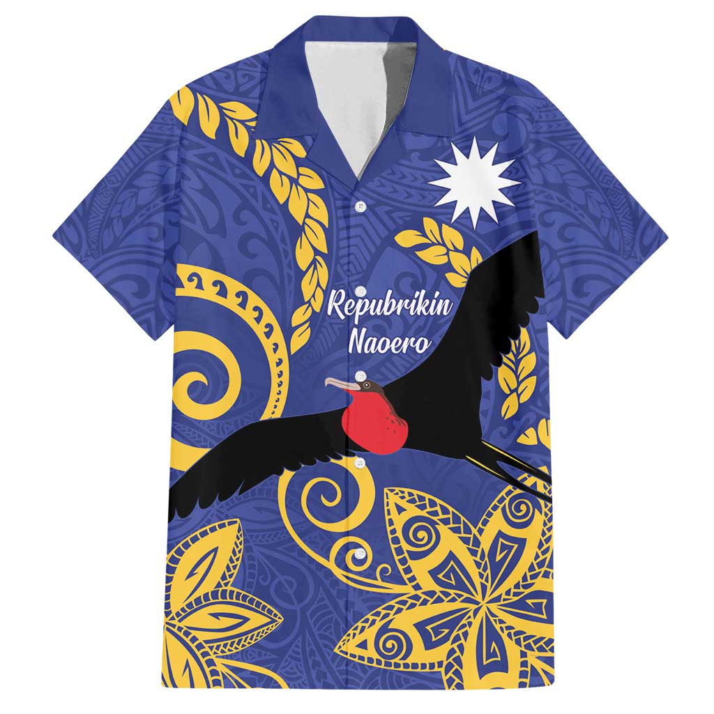 Nauru Angam Day Family Matching Off Shoulder Maxi Dress and Hawaiian Shirt Naoero Frigate Bird Polynesian Pattern