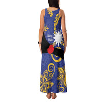Nauru Angam Day Family Matching Tank Maxi Dress and Hawaiian Shirt Naoero Frigate Bird Polynesian Pattern