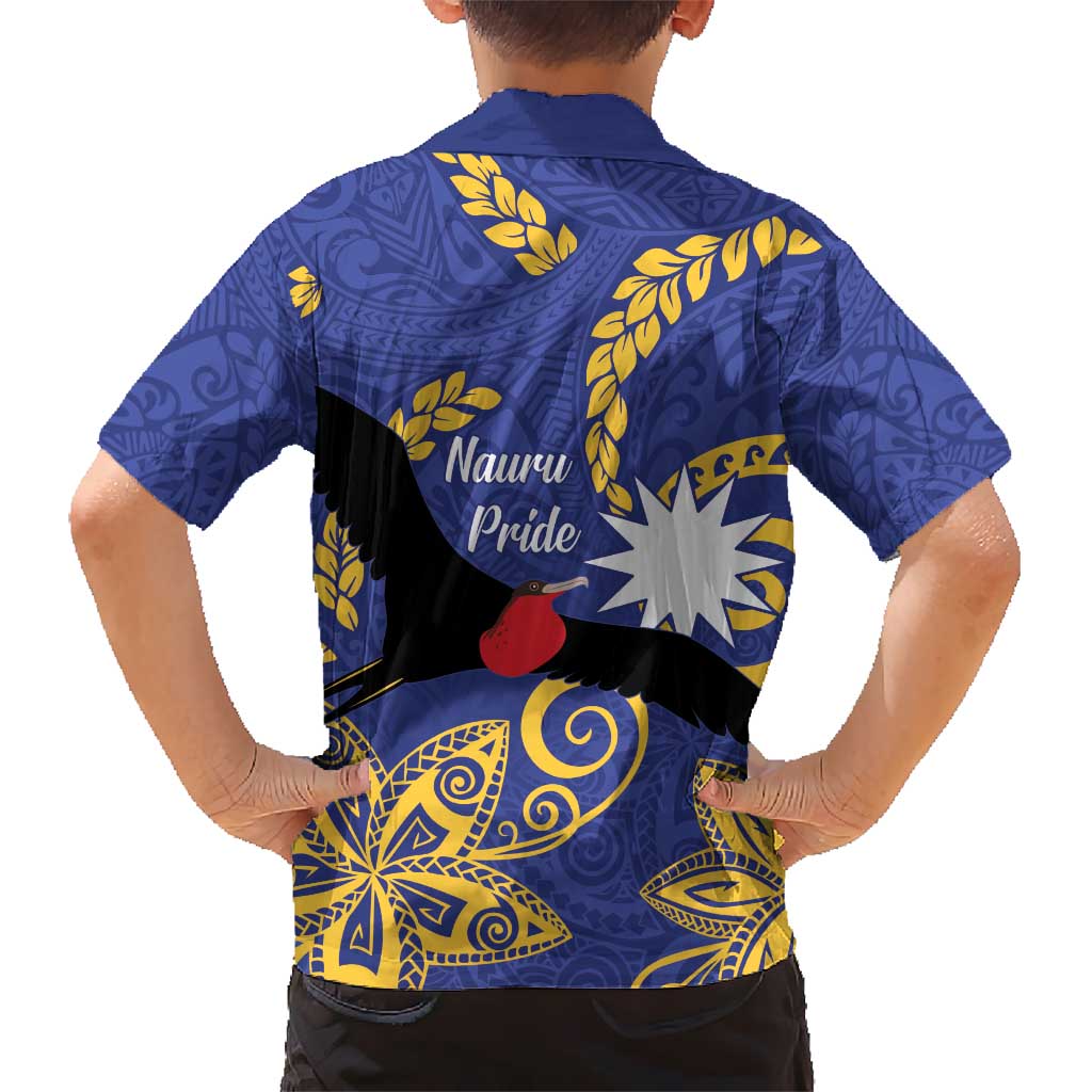 Nauru Angam Day Hawaiian Shirt Naoero Frigate Bird Polynesian Pattern