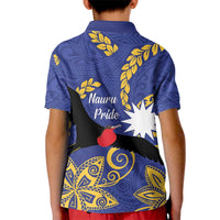 Nauru Angam Day Kid Polo Shirt Naoero Frigate Bird Polynesian Pattern