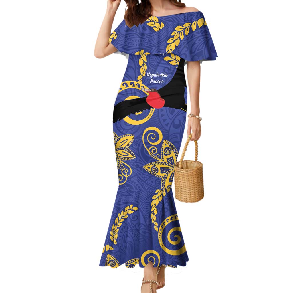 Nauru Angam Day Mermaid Dress Naoero Frigate Bird Polynesian Pattern