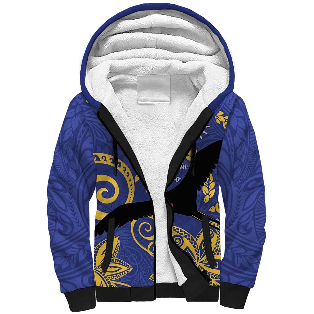 Nauru Angam Day Sherpa Hoodie Naoero Frigate Bird Polynesian Pattern