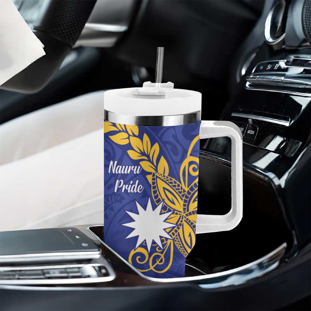 Nauru Angam Day Tumbler With Handle Naoero Frigate Bird Polynesian Pattern LT14 - Polynesian Pride