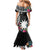 Black Nauru Mermaid Dress Naoero Map With Polynesian Tropical Flowers