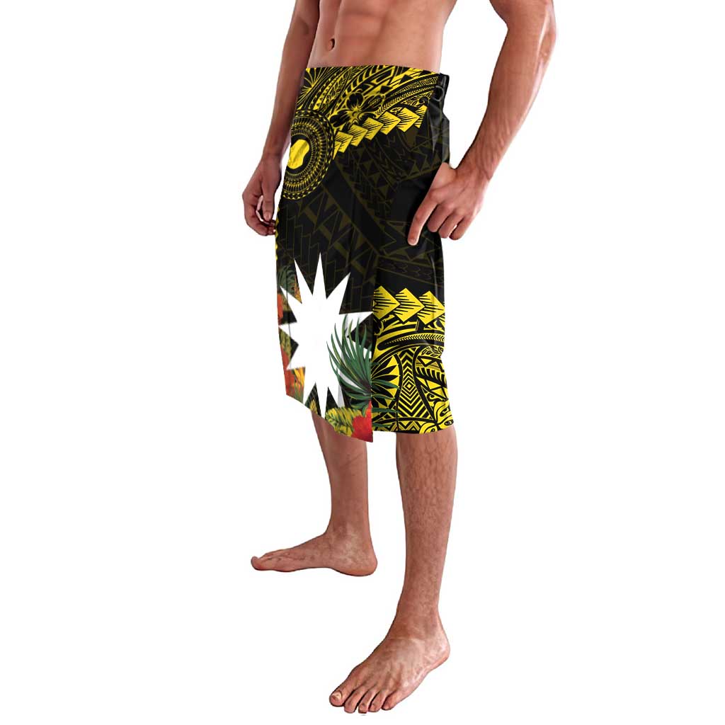 Gold Nauru Lavalava Naoero Map With Polynesian Tropical Flowers