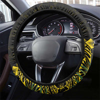 Gold Nauru Steering Wheel Cover Naoero Map With Polynesian Tropical Flowers
