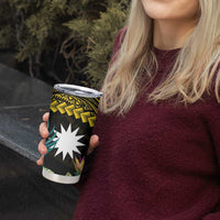 Gold Nauru Tumbler Cup Naoero Map With Polynesian Tropical Flowers