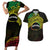 Personalised Nukuoro Atoll Couples Matching Short Sleeve Bodycon Dress and Hawaiian Shirt Polynesian Tattoo Curves Reggae Version