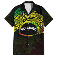 Personalised Nukuoro Atoll Family Matching Puletasi and Hawaiian Shirt Polynesian Tattoo Curves Reggae Version LT14 Dad's Shirt - Short Sleeve Reggae - Polynesian Pride