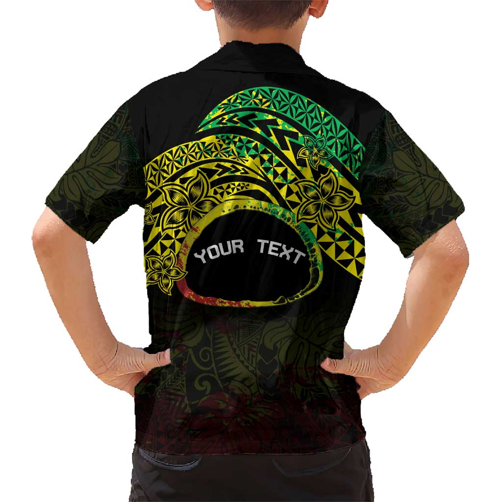 Personalised Nukuoro Atoll Family Matching Short Sleeve Bodycon Dress and Hawaiian Shirt Polynesian Tattoo Curves Reggae Version LT14 - Polynesian Pride