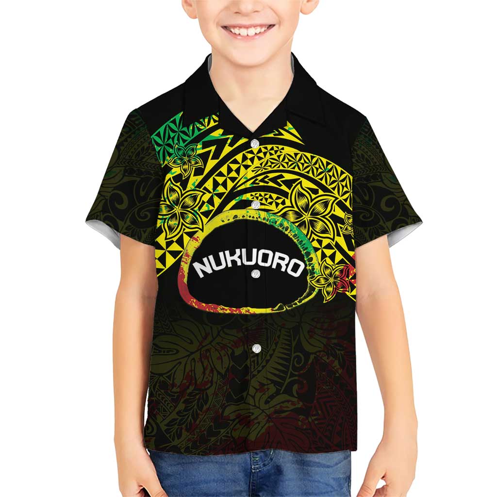 Personalised Nukuoro Atoll Family Matching Short Sleeve Bodycon Dress and Hawaiian Shirt Polynesian Tattoo Curves Reggae Version LT14 Son's Shirt Reggae - Polynesian Pride