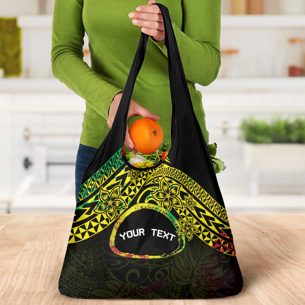 Personalised Nukuoro Atoll Grocery Bag Polynesian Tattoo Curves Reggae Version LT14 - Polynesian Pride