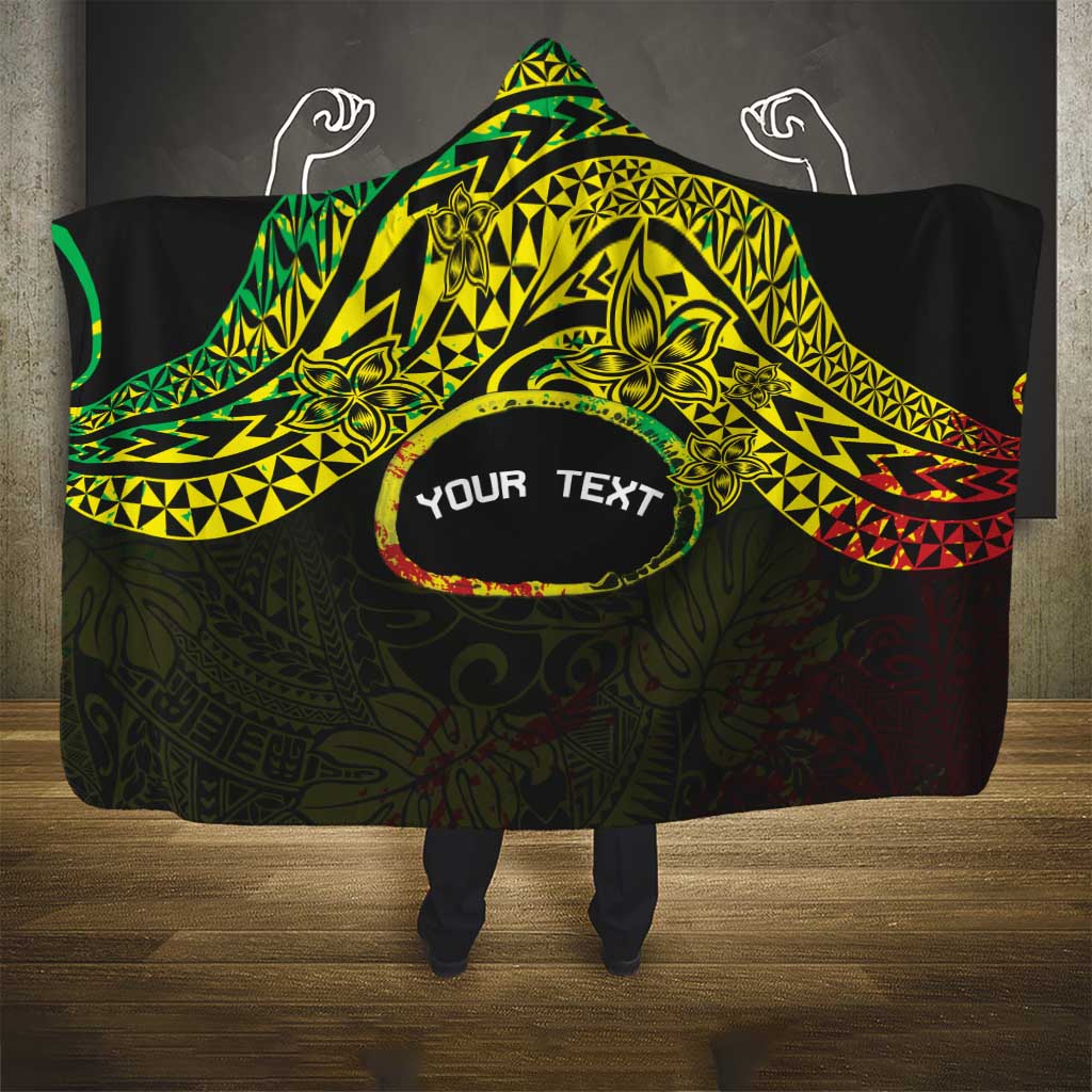 Personalised Nukuoro Atoll Hooded Blanket Polynesian Tattoo Curves Reggae Version