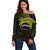 Personalised Nukuoro Atoll Off Shoulder Sweater Polynesian Tattoo Curves Reggae Version