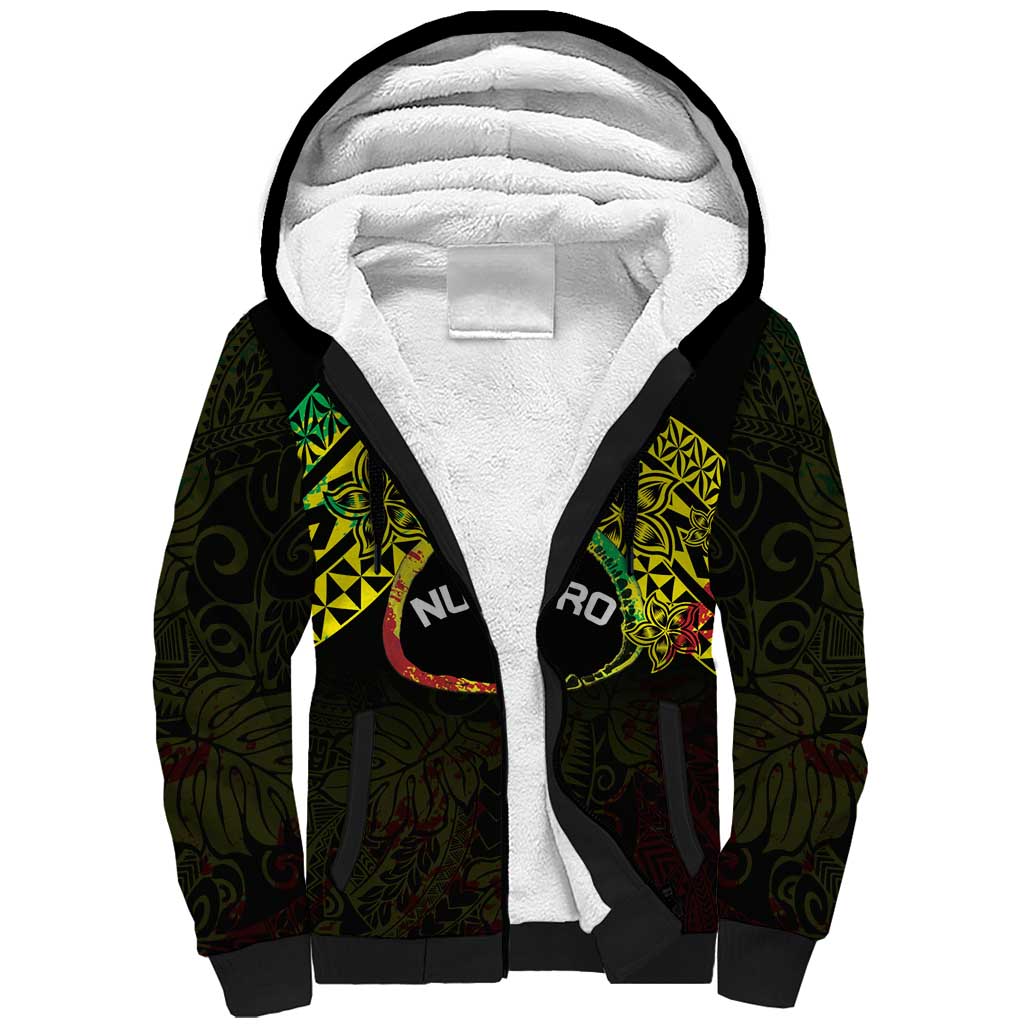 Personalised Nukuoro Atoll Sherpa Hoodie Polynesian Tattoo Curves Reggae Version