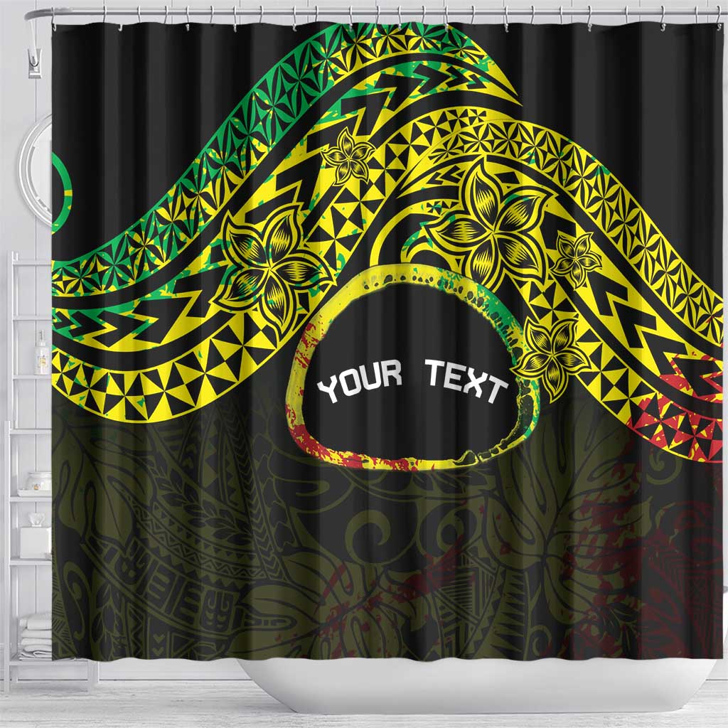 Personalised Nukuoro Atoll Shower Curtain Polynesian Tattoo Curves Reggae Version LT14 - Polynesian Pride