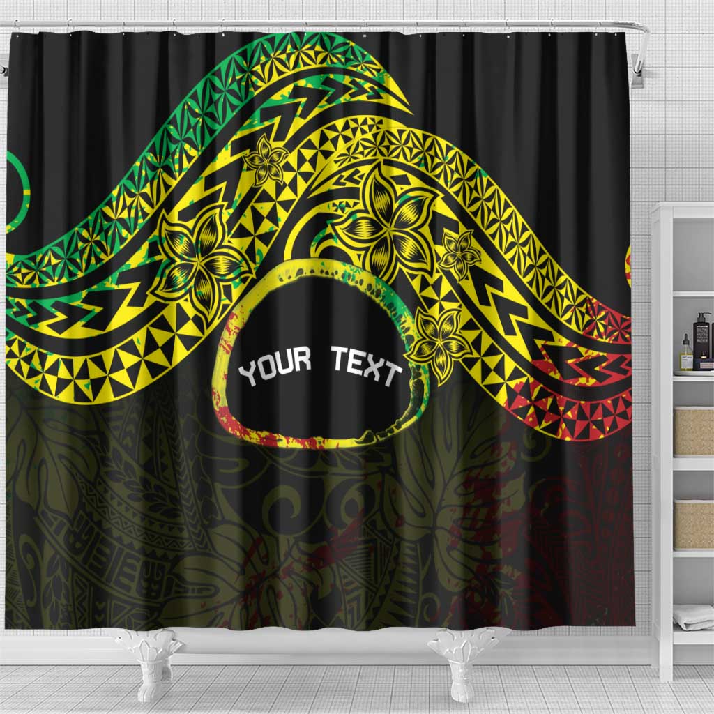 Personalised Nukuoro Atoll Shower Curtain Polynesian Tattoo Curves Reggae Version LT14 - Polynesian Pride