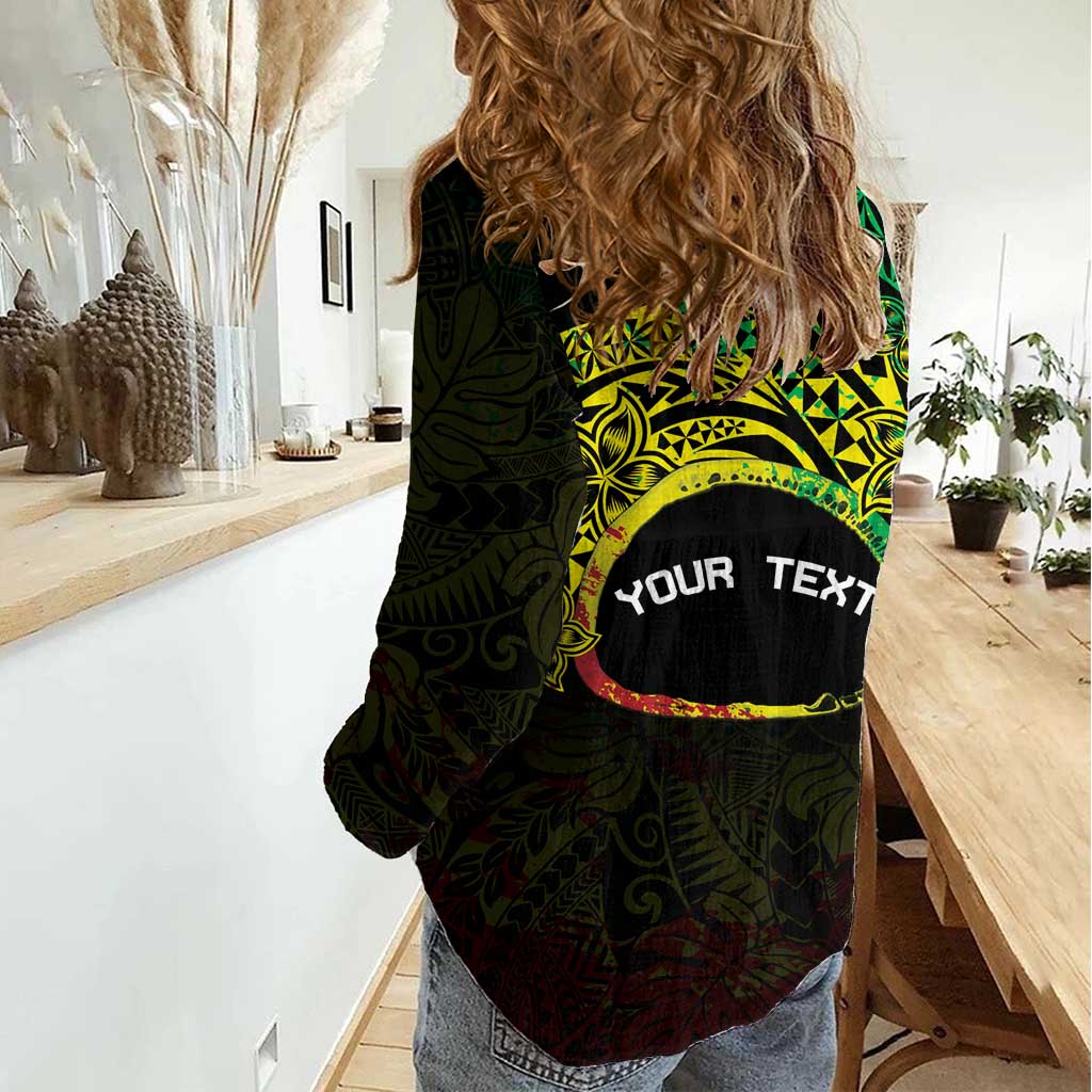 Personalised Nukuoro Atoll Women Casual Shirt Polynesian Tattoo Curves Reggae Version