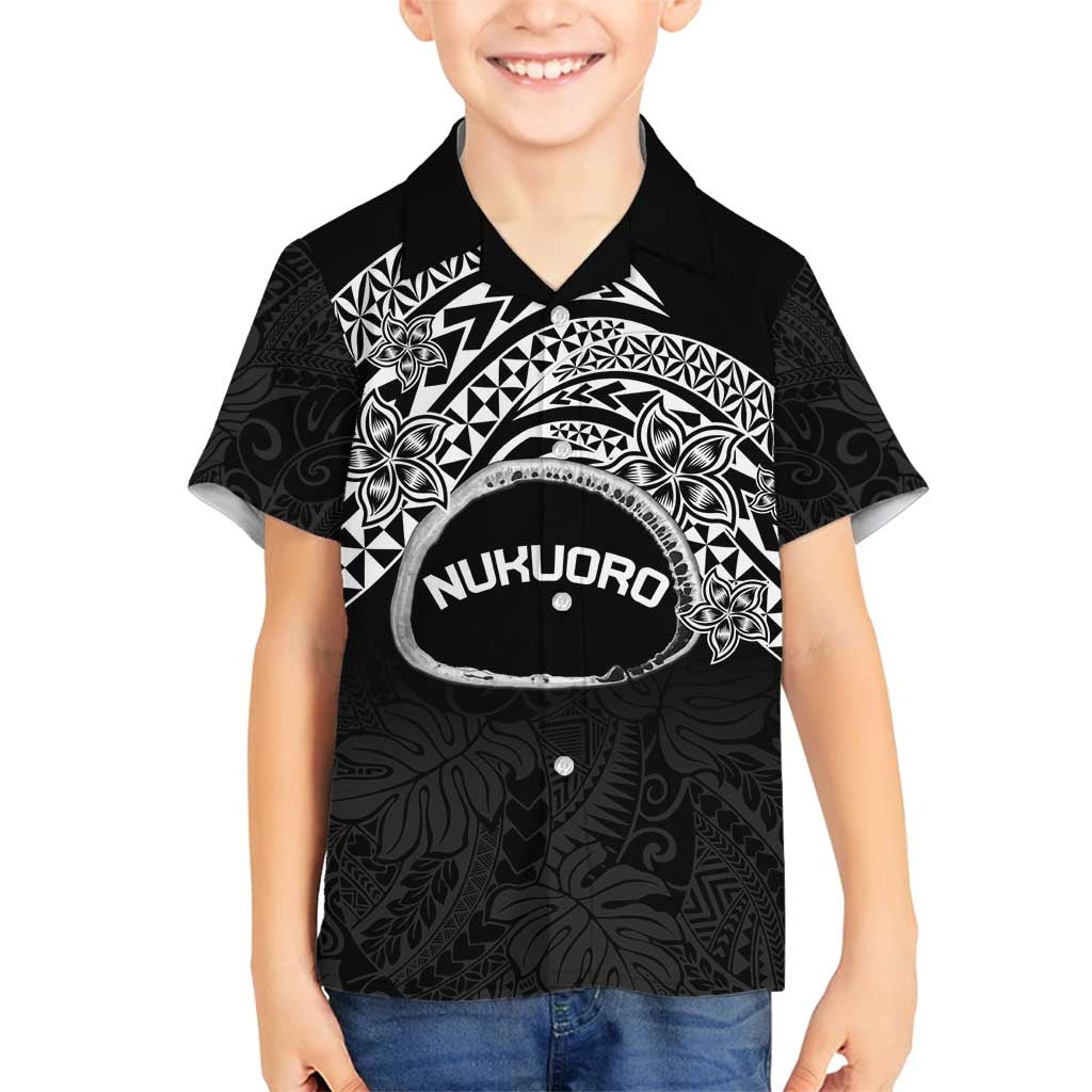 Personalised Pohnpei Nukuoro Micronesia Family Matching Tank Maxi Dress and Hawaiian Shirt Polynesian Tattoo Curves Black Version