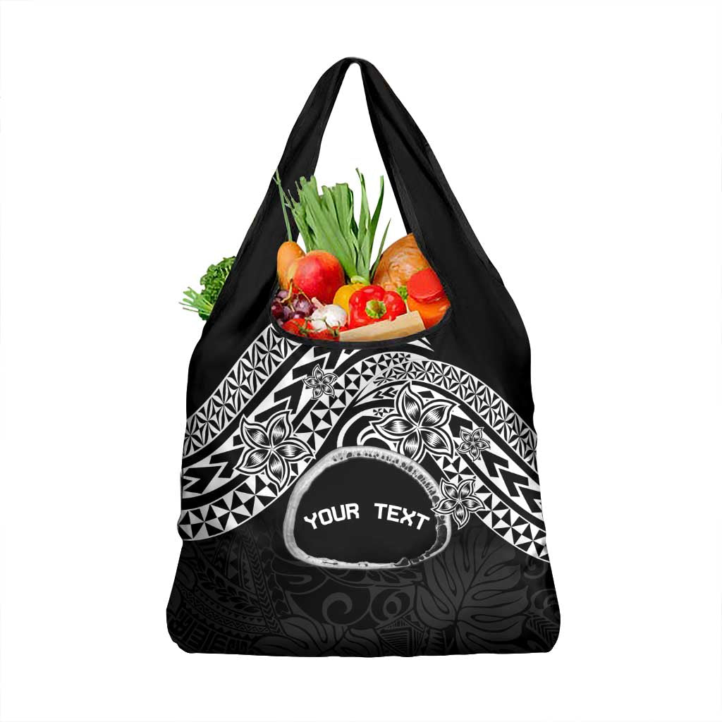 Personalised Pohnpei Nukuoro Micronesia Grocery Bag Polynesian Tattoo Curves Black Version LT14 1-pack One Size Black - Polynesian Pride