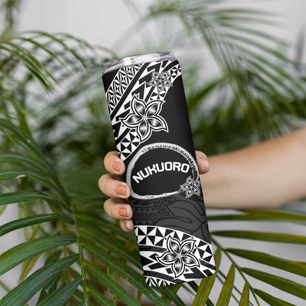 Personalised Pohnpei Nukuoro Micronesia Skinny Tumbler Polynesian Tattoo Curves Black Version LT14 - Polynesian Pride