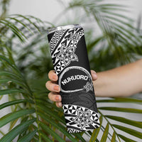 Personalised Pohnpei Nukuoro Micronesia Skinny Tumbler Polynesian Tattoo Curves Black Version LT14 - Polynesian Pride