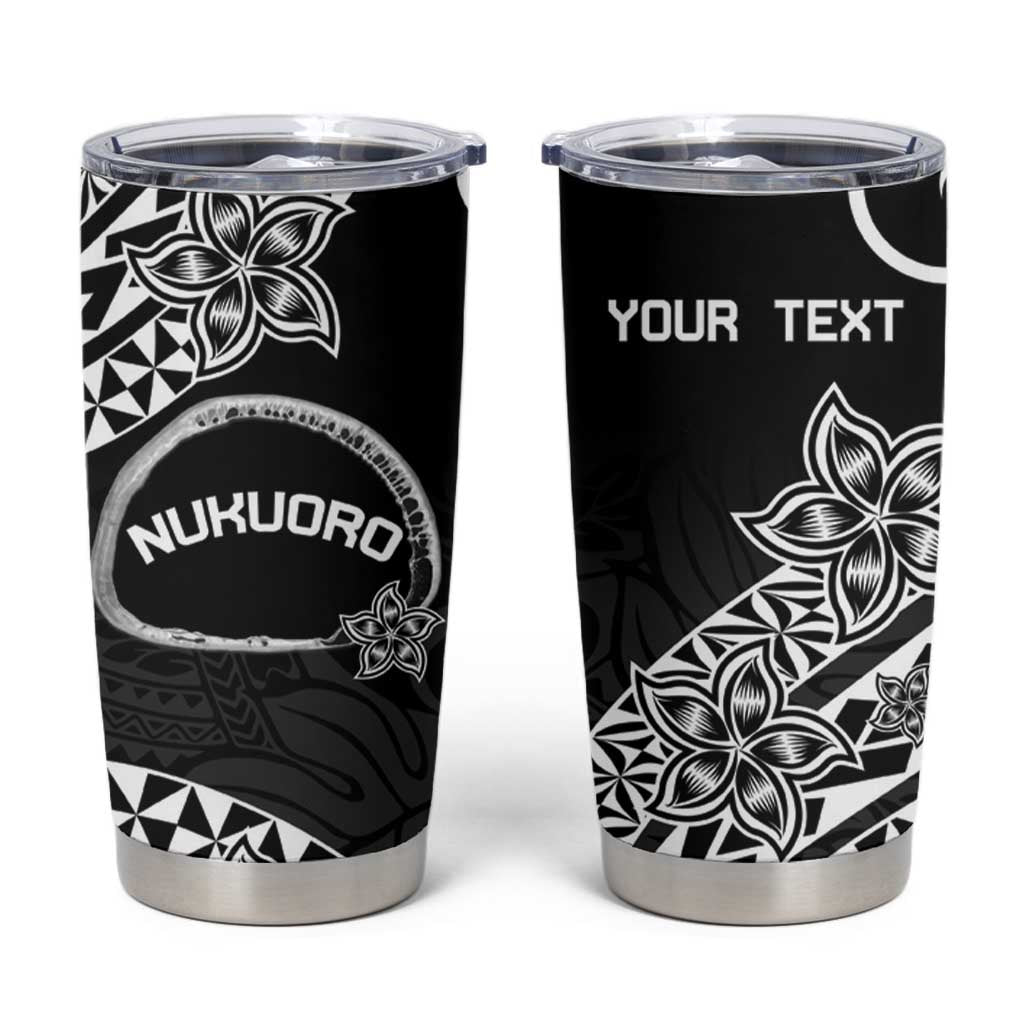 Personalised Pohnpei Nukuoro Micronesia Tumbler Cup Polynesian Tattoo Curves Black Version