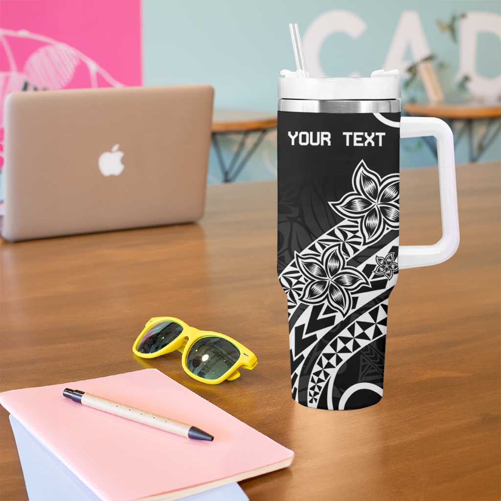 Personalised Pohnpei Nukuoro Micronesia Tumbler With Handle Polynesian Tattoo Curves Black Version LT14 - Polynesian Pride