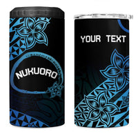 Personalised Pohnpei Nukuoro Micronesia 4 in 1 Can Cooler Tumbler Polynesian Tattoo Curves Blue Version LT14 One Size: 16 oz Blue - Polynesian Pride