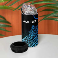 Personalised Pohnpei Nukuoro Micronesia 4 in 1 Can Cooler Tumbler Polynesian Tattoo Curves Blue Version LT14 - Polynesian Pride