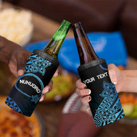 Personalised Pohnpei Nukuoro Micronesia 4 in 1 Can Cooler Tumbler Polynesian Tattoo Curves Blue Version LT14 - Polynesian Pride
