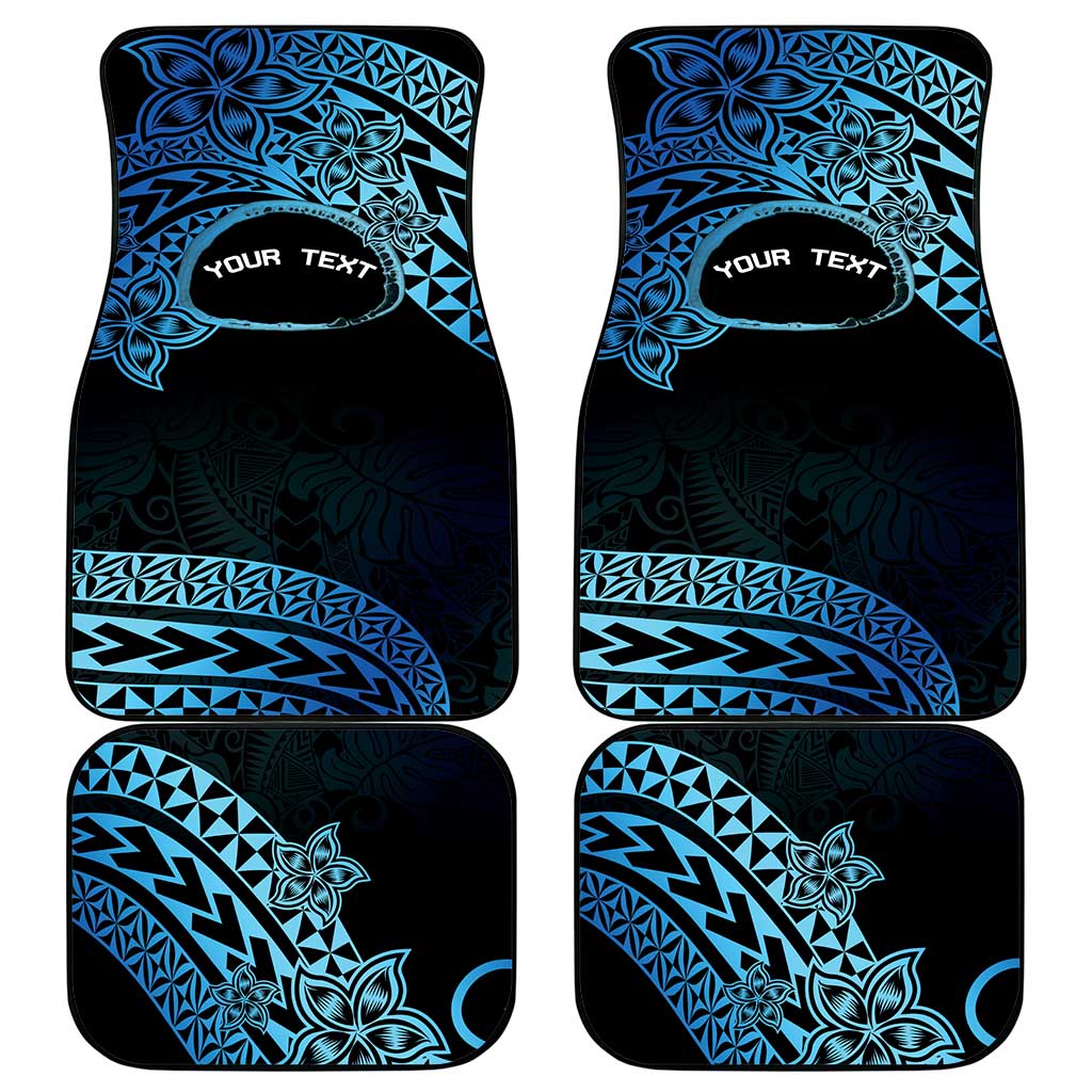 Personalised Pohnpei Nukuoro Micronesia Car Mats Polynesian Tattoo Curves Blue Version