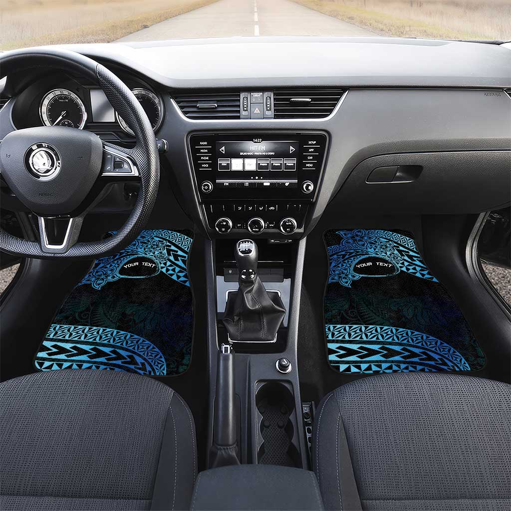 Personalised Pohnpei Nukuoro Micronesia Car Mats Polynesian Tattoo Curves Blue Version