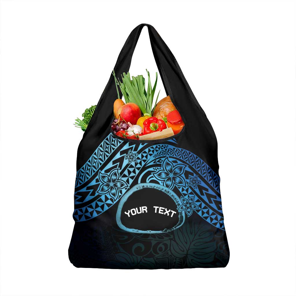 Personalised Pohnpei Nukuoro Micronesia Grocery Bag Polynesian Tattoo Curves Blue Version LT14 1-pack One Size Blue - Polynesian Pride