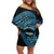 Personalised Pohnpei Nukuoro Micronesia Off Shoulder Short Dress Polynesian Tattoo Curves Blue Version