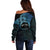 Personalised Pohnpei Nukuoro Micronesia Off Shoulder Sweater Polynesian Tattoo Curves Blue Version